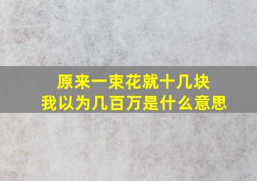 原来一束花就十几块 我以为几百万是什么意思